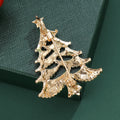 Green Crystal Christmas Tree Brooch With Red Garland view 3
