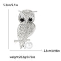 Crystal Owl Brooch with Faux Pearl Accent for Jackets, Coats, and Scarves view 6