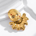 Gold Tone Flower Polished Metal Brooch Pin for Jackets and Lapels view 5