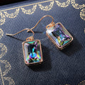 Rose Gold Tone Rainbow Rectangle Drop Hook Earrings view 3