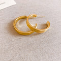 Smooth Chunky Hoop Earrings in Gold and Silver Tones view 7