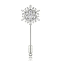 Long Snowflake Stick Pin with Clear Crystal Petals view 5