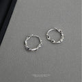 Silver Twisted Irregular Mini Huggie Hoop Earrings Pair view 3