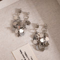 Silver Reflective Heart Sequin Cluster Hoop Stud Earrings view 4