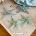 Starfish Acetate Duckbill Hair Clips Mint and Blue view 4