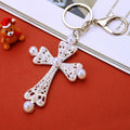 Pearl and Crystal Cross Keychains in Six Pictured Color Finishes view 10