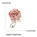 Fabric Rose Brooch with Crystal Loop in Pink and Red view 6