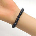 Black Wooden Bead Stretch Bracelet Elastic Round Beads view 1