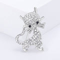 Standing Cat Crystal Brooch in Gold Tone or Silver Tone view 7