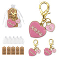 Gold Pink XOXO Heart Lock Enamel Lobster Clasp Charm view 1
