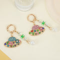 Rhinestone Sun Hat Keychain Pearl Bead Tassel Bag Charm view 1