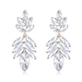 Aqua Green Green Layered Leaf Openwork Crystal Four Designs Metal Dangle Earrings view 5