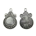 Ornate Round Cabochon Pendant Settings in Two Finishes view 2