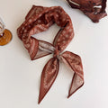 Brown Paisley Skinny Scarf With Tapered Ends And Border Print view 6