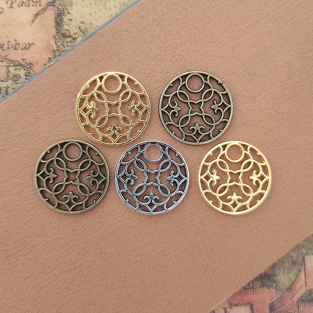 20mm Round Floral Vine Alloy Charm Pendant
