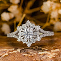 Snowflake Clear Stone Silver Tone Split Shank Ring Sizes 6-10 view 5