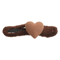 Brown Yarn Wrap Duckbill Hair Clip Flocked Heart Accent view 5