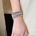 Silver Wide Stretch Crystal Lattice Bracelets Round Marquise view 3