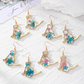 Gold Cat Silhouette Dried Flower Resin Dangle Earrings 4 Styles view 1