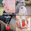 Red Love Wood Heart Keychain Metal Chain Split Ring view 3
