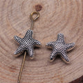 Antique Silver Textured Starfish Small Hole Metal Bead view 2