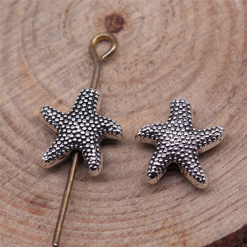10x10mm 0.75g Antique Silver Zinc Alloy Starfish Loose Metal Beads for Ocean Theme DIY Jewelry