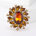 Oval Crystal Radiant Floral Cluster Brooch in Ten Colors view 10