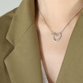 Steel Open Heart Slide Pendant Snake Chain Necklace view 6