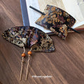 Dark Floral Brocade Square Hair Wrap And Straight Hair Stick view 2