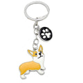Enamel Corgi Dog Paw Print Silver-Tone Charm Keychain view 5