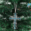 Silver Filigree Rhinestone Cross Metal Hanging Ornament view 6