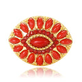 Gold Oval Turquoise Style Brooch Marquise Cabochon Eye Pin view 5