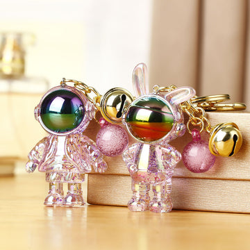 Iridescent Astronaut and Astronaut Rabbit Character Keychains