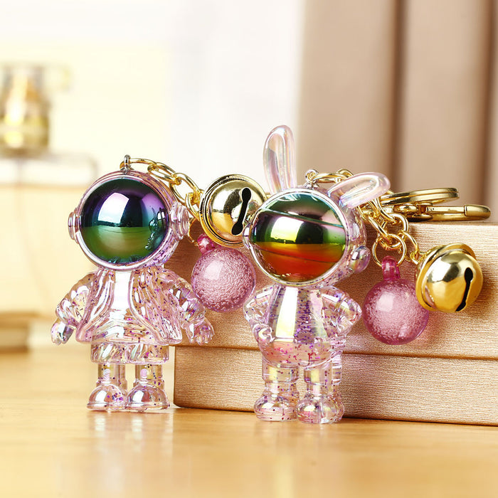 Iridescent Astronaut and Astronaut Rabbit Character Keychains