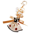 Pearl Bead Mini Dress Keychains in Polka Dot Pink Black Cream and Assorted Styles view 5