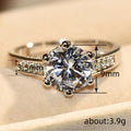Silver Tone Six Prong Round Clear Stone Pave Band Ring view 4