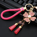 Pearl Four Leaf Clover Keychains in Four Colors with Tassels and Braided Loops view 3