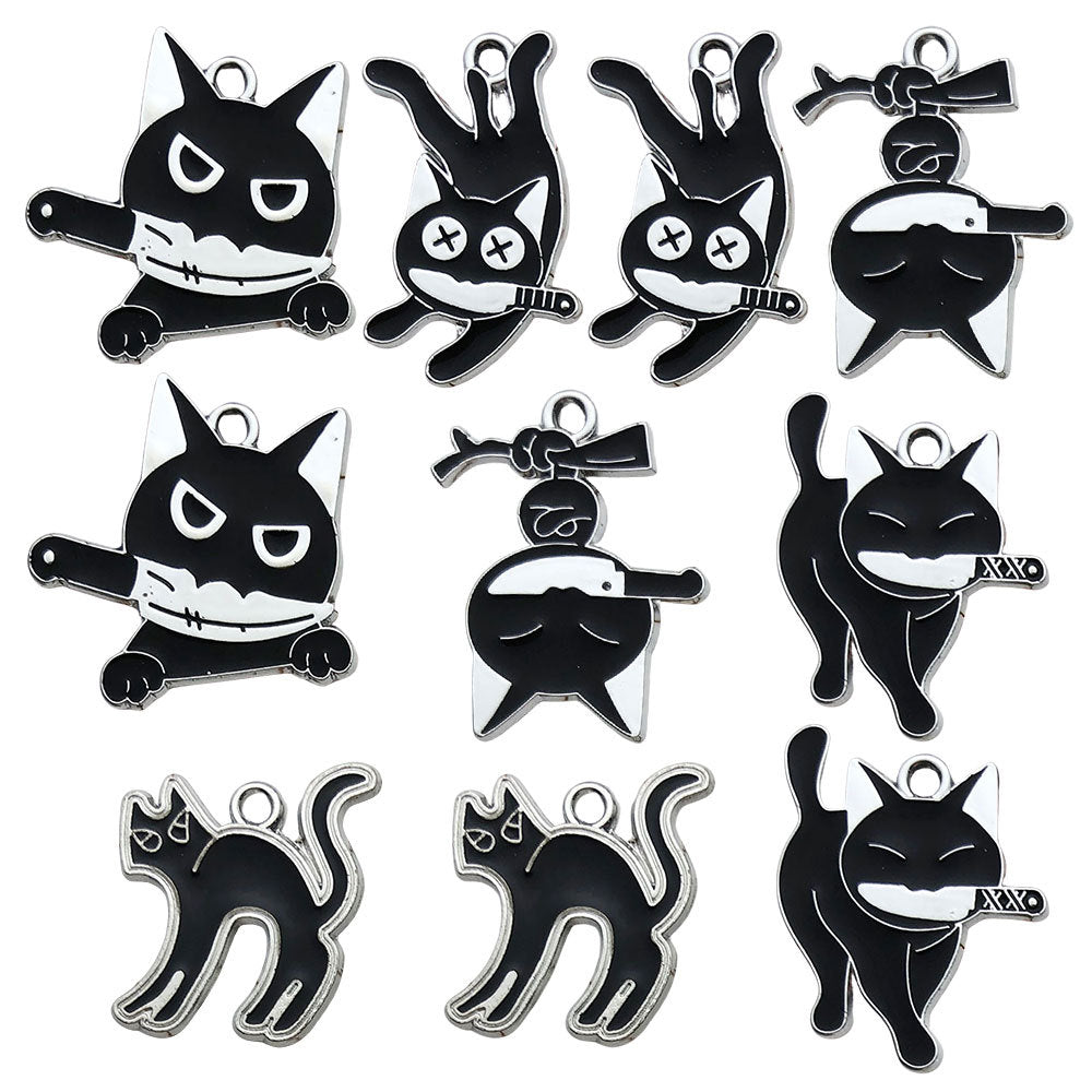 Zinc Alloy Cat Charm Pendants for DIY Bracelet Necklace Jewelry Making