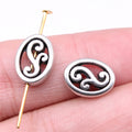13x9.6x3.6mm 1.4g Antique Silver Zinc Alloy Carved Oval Loose Metal Beads with Small Hole for Jewelry Making