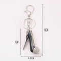 Enamel Stiletto High Heel Keychain Rhinestone Toe Cap view 3