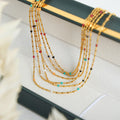 Gold Rice Bead Chain Multicolor Accent Bead Necklace view 2
