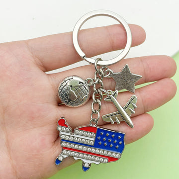 Americana Charm Keychains Featuring Blue Heart Across 22 Pictured Variations