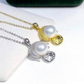 Faux Pearl Buddha Pendant Necklace Silver Gold Tone Metal view 3