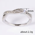Twisted Leaf Clear Stone Slim Band Ring In Silver Tone view 4