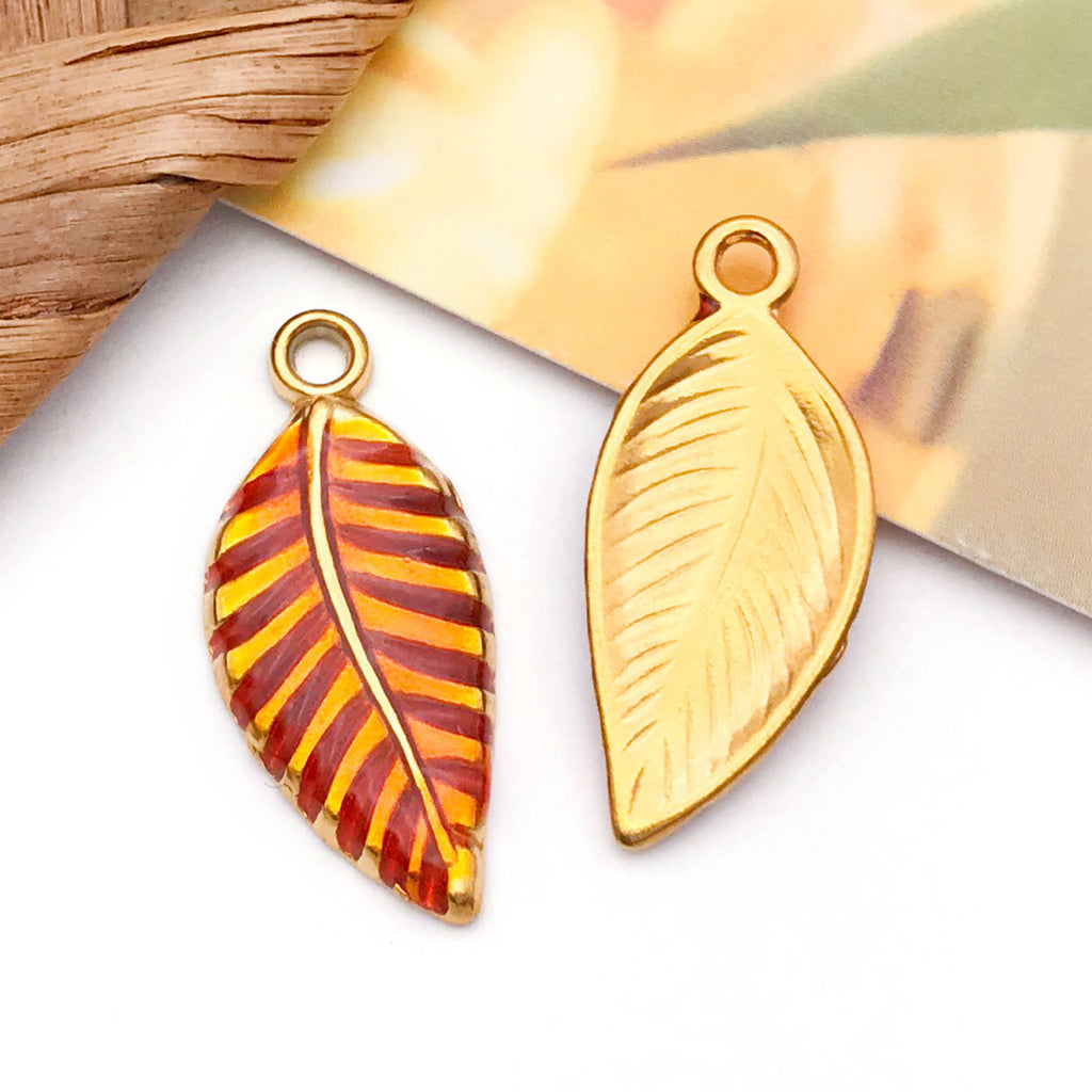 Enamel Stainless Steel Flower Leaf Daisy Charm Pendant for DIY Bracelet Necklace Jewelry