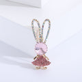 Pink Crystal Rabbit Brooch With Long Jeweled Ears Jacket and Scarf Accessory view 6