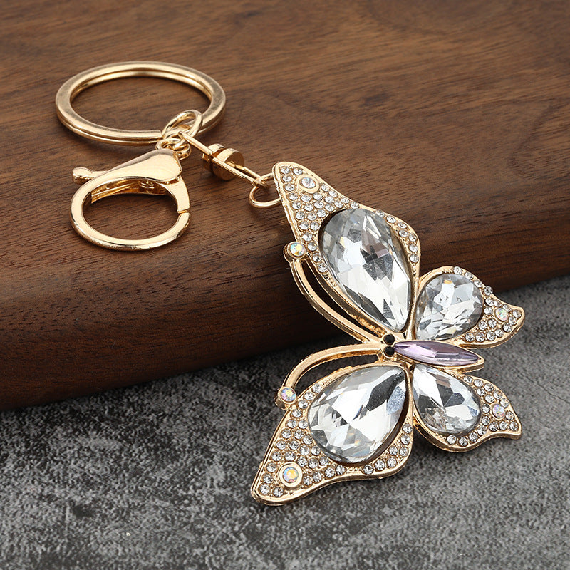 Rhinestone Bow Zinc Alloy Keychain for Car Keys and Bags