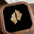 Textured Leaf Crystal Stud Earrings in Silver and Gold Tone view 7
