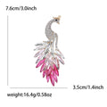 Silver Tone Peacock Brooch with Layered Crystal Tail Feathers view 6