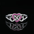 Double Heart Infinity Ring In Six Stone Color Options view 4